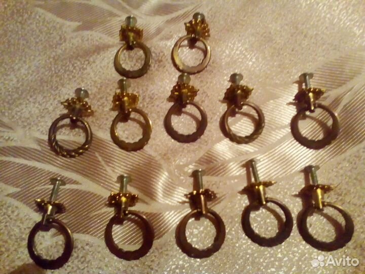 Мебельные ручки 12шт,цвет под латунь