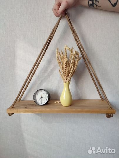 Деревянная подвесная декоративная полка