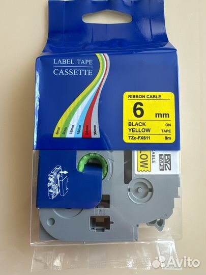 Flexible ID Brother TZc-FX611 6mm Чёрн на Жёлтом