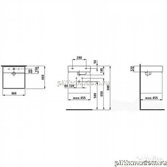 Laufen Kartell 8.1533.1.000.104.1 мини-раковина со спец.сливом 46х46