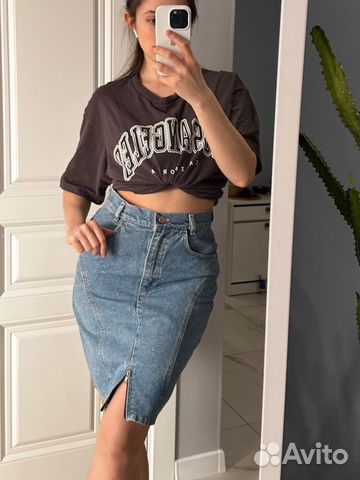 Юбка джинсовая голубая карандаш винтаж