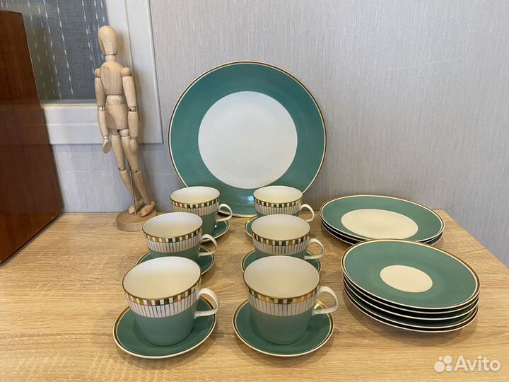 Сервиз чайная пара тарелки Fine Chine Lichte GDR