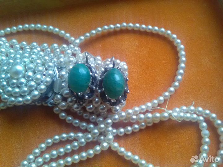 Серебряные серьги СССР 916 проба с амазонитом