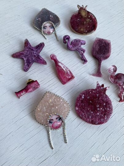 Гранат брошь подвеска подстаканник из смолы