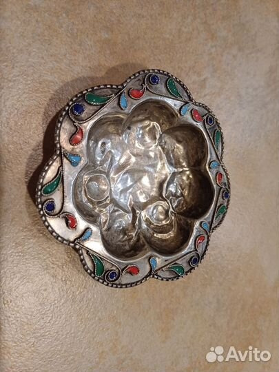 Солонка,перегородчатая эмаль,серебро 84 проба