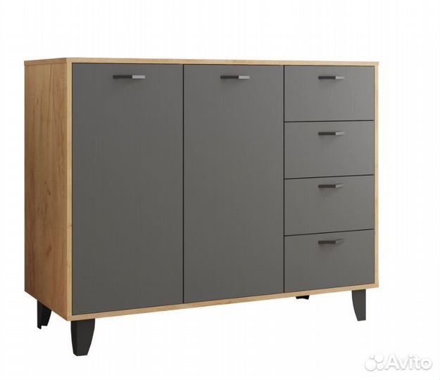 Комод Катрин 12 дуб крафт золотой и графит серый