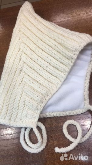 Шапочка гномик с флисом молочная