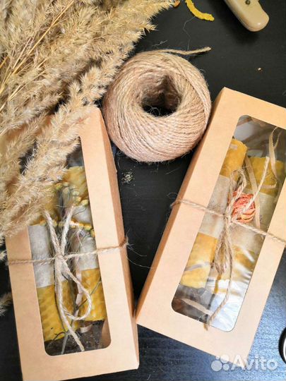 Натуральные свечи из воска с травами и эфирными ма