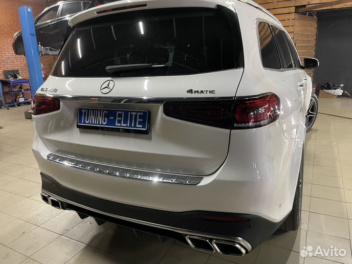 Задний диффузор на Mercedes GLS / GLE W167 хром