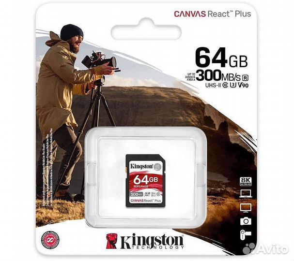 Карта памяти Kingston sdxc Canvas React Plus UHS-I