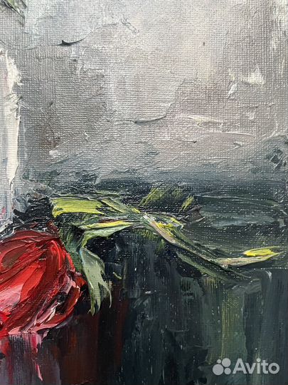 Картина маслом на холсте Розы, букет цветов