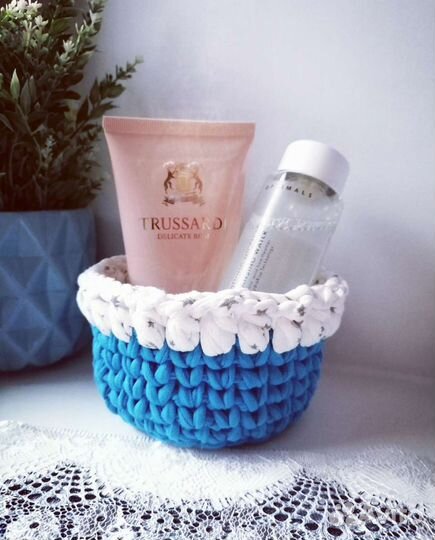 Корзинка из трикотажной пряжи