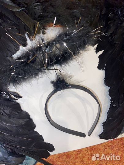 Черные крылья демона и ободок для фотосессии