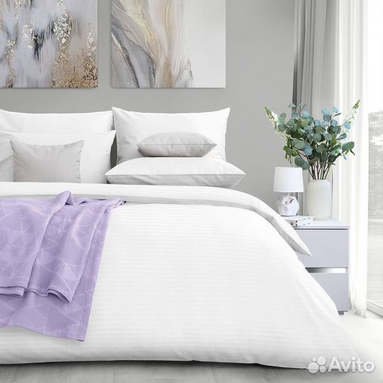 Постельное белье однотонное страйп сатин и дизайн