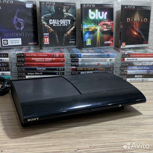 PlayStation 3 Super Slim 500Gb + 55Игр + 2Геймпада
