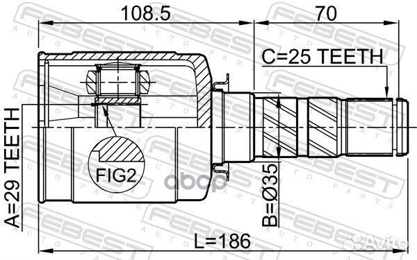 Шрус внутренний 29x35x25 0811-B13 Febest