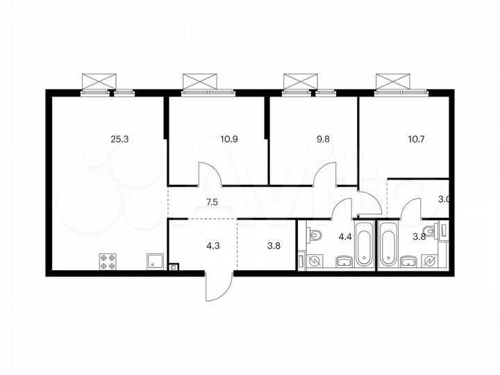3-к. квартира, 83,5 м², 15/15 эт.