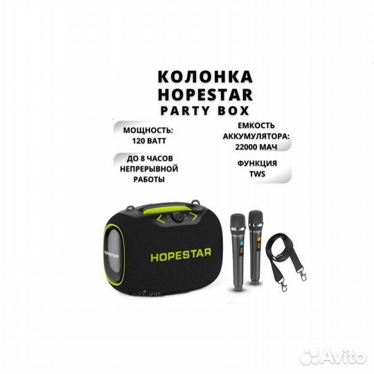 Портативная акустика с караоке Hopestar Party Box