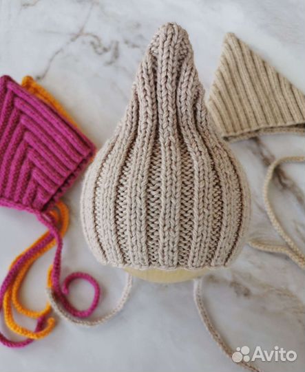 Шапочка чепчик Эльфик на осень для новорожденных