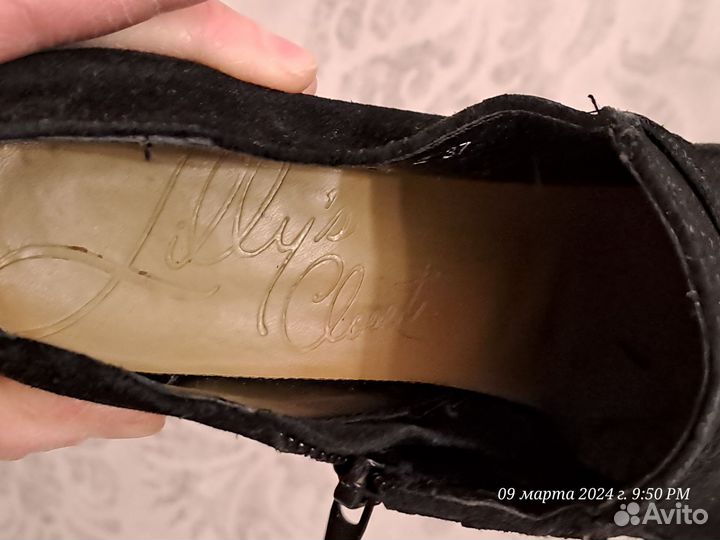 Ботильоны нат.замша, 37 р, б/у