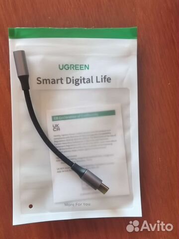 Переходник ugreen с Type-C на мини джек 3.5 мм