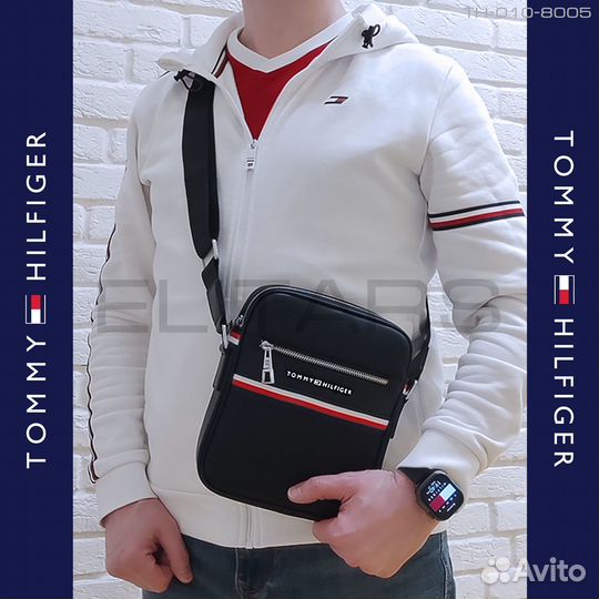 Сумка мужская карбон с лого Tommy Hilfiger арт8005