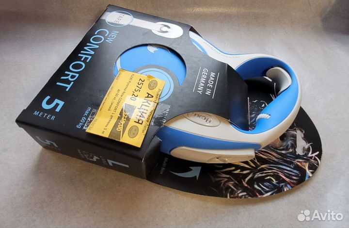 Ременной поводок рулетка Flexi L до 60 кг 5м синий