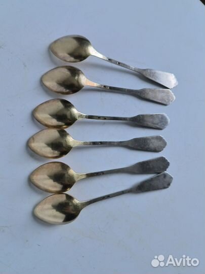 Ложки серебро 875, позолота чернение