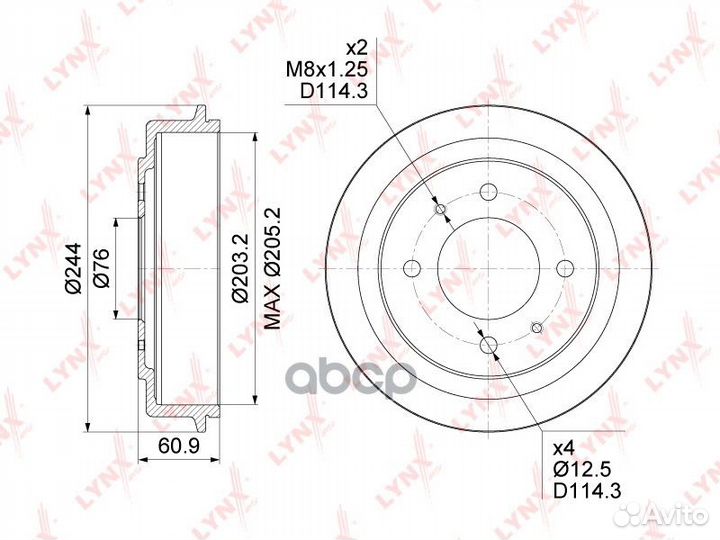 Барабан тормозной зад BM1071 lynxauto
