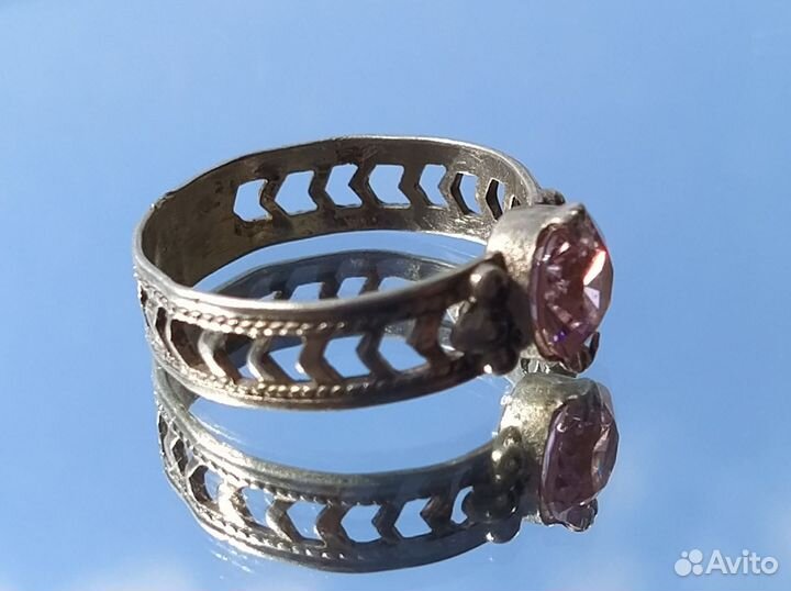 Серебряное кольцо СССР 875 проба звезда