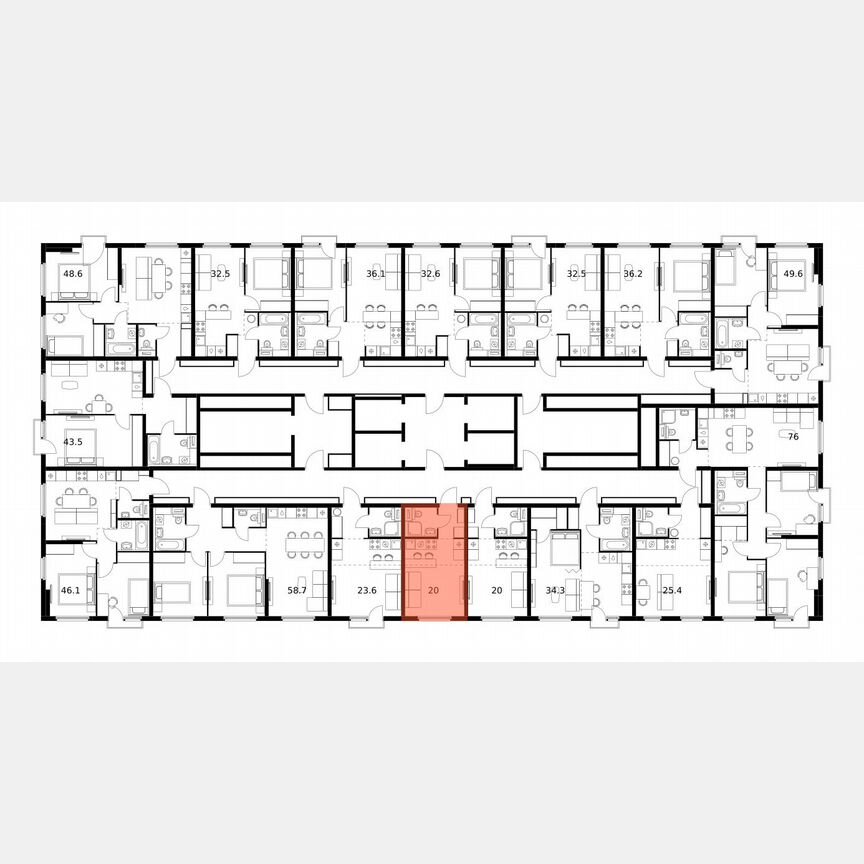 Квартира-студия, 20 м², 7/25 эт.