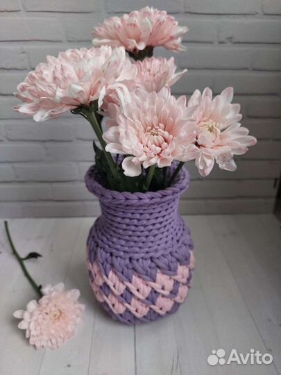 Ваза из трикотажной пряжи