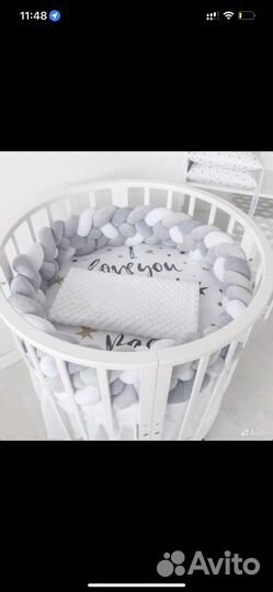 Детская кроватка трансформер круглая