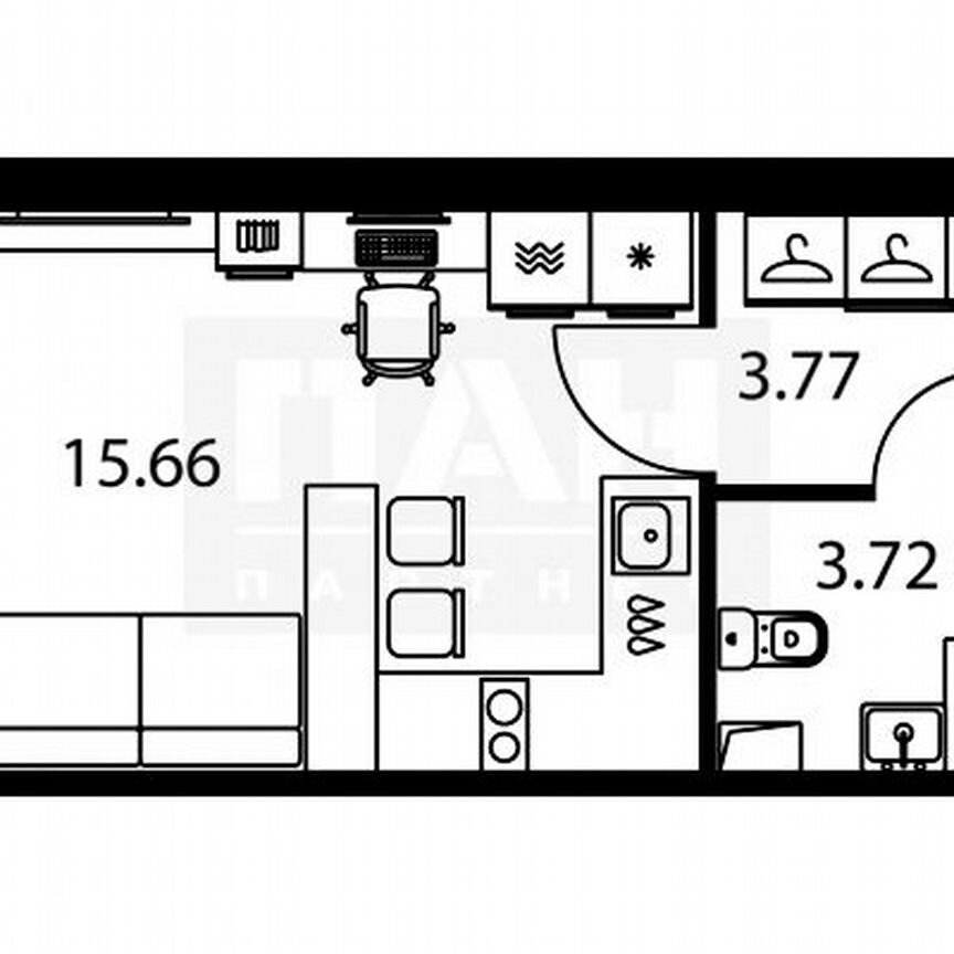 Квартира-студия, 22,8 м², 10/12 эт.