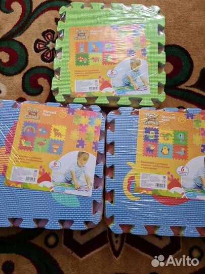 Мягкий детский коврик пазл новый