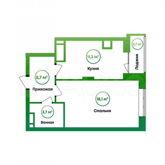 1-к. квартира, 40,2 м², 7/16 эт.