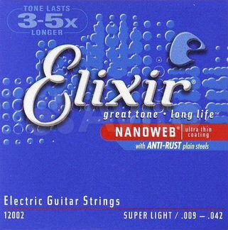 Elixir 12002 NanoWeb струны для электрогитары 9-42