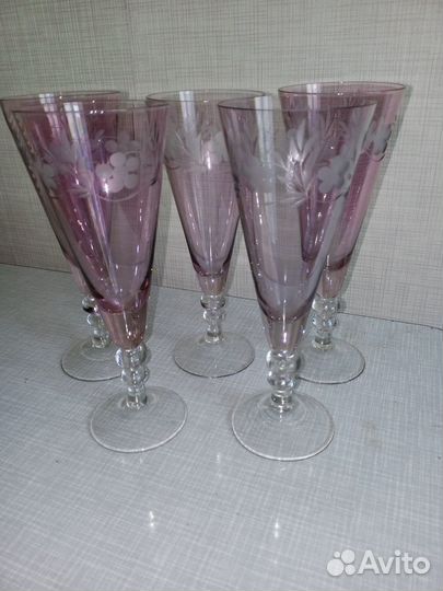 Винтаж: Фужеры(бокалы) марганцевое стекло