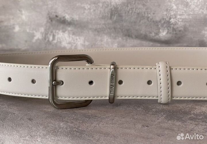 Ремень женский белый miu miu