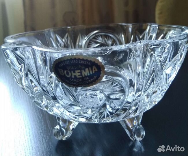 Ваза конфетница из богемского стекла, Чехословакия