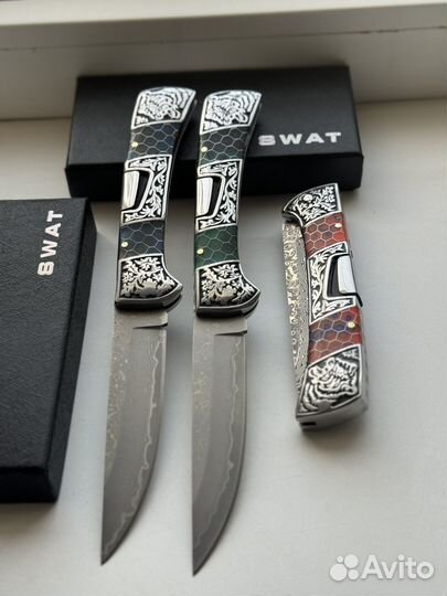 Нож складной из дамаска swat