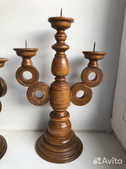 Подсвечники деревянные винтаж