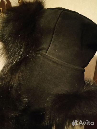 Шапка ушанка песец замша