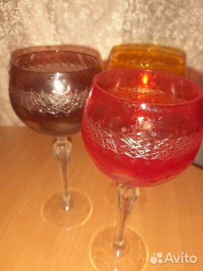 Фужеры цветной хрусталь Германия 60-70гг