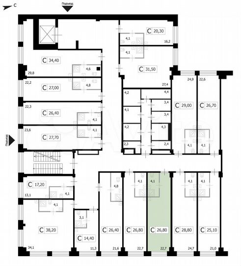 Апартаменты-студия, 26,8 м², 5/8 эт.