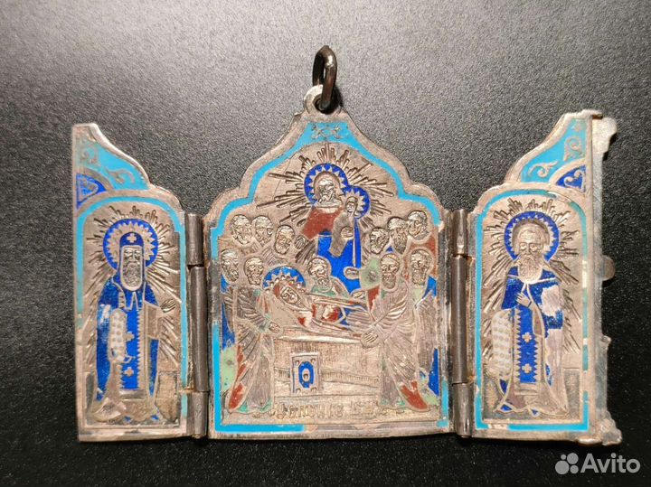 Складень (тельник) серебро,эмаль 84. Гим. R