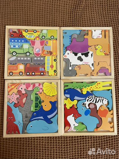 Деревянные пазлы вкладыши