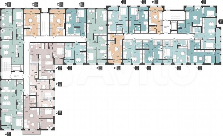 3-к. квартира, 68,4 м², 7/9 эт.