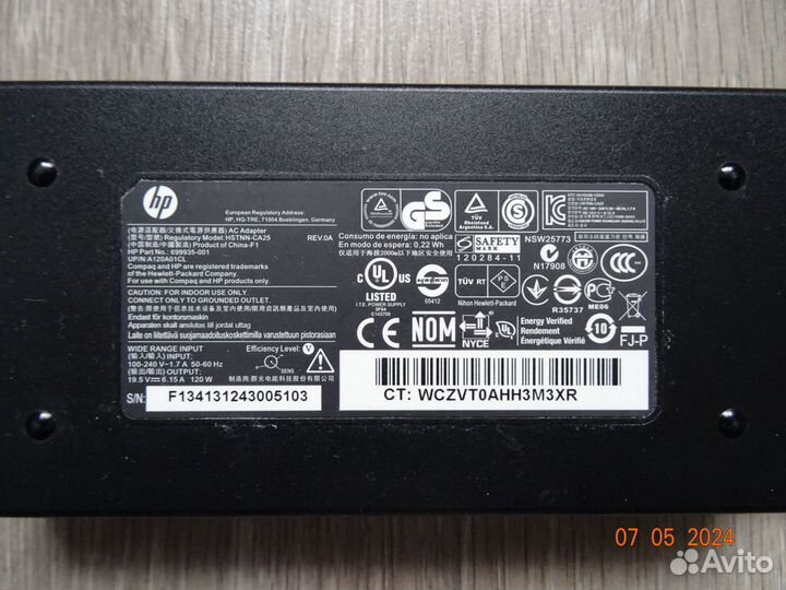 Блок питания HP hstnn-CA25 19.5V 6.15A 120W