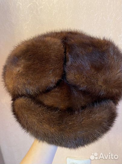 Шапка из натурального меха норки, зимняя